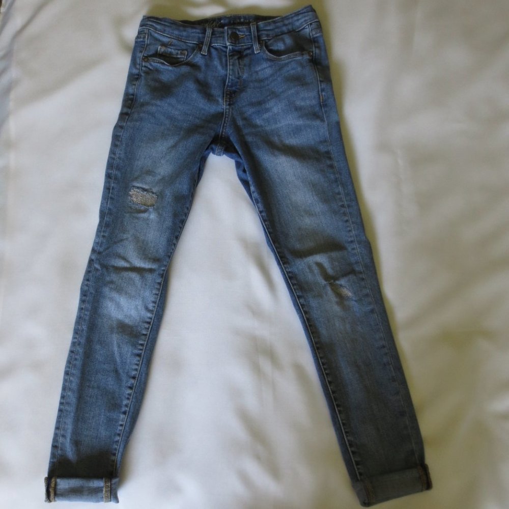 4/$14 MOSSIMO womens SKINNY jeans HIGH RISE denim POWER STRETCH blue SIZE 0